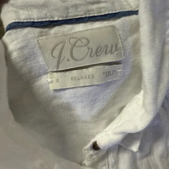 J. Crew White Linen Relaxed Button Down Shirt with Cap Sleeve - Picture 4 of 5